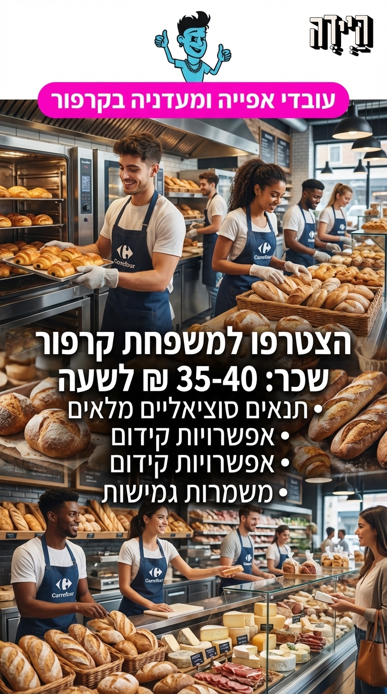 רשת הסופרים קרפור העולמית מתרחבת ומחפשת עובדי אפייה ומעדניה