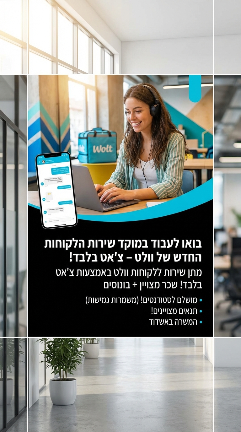 בואו לעבוד במוקד שירות הלקוחות החדש של וולט – צ'אט בלבד!